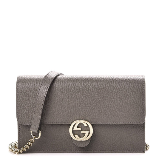 GUCCI DOLLAR CALFSKIN INTERLOCKING GG WALLET ON CHAIN