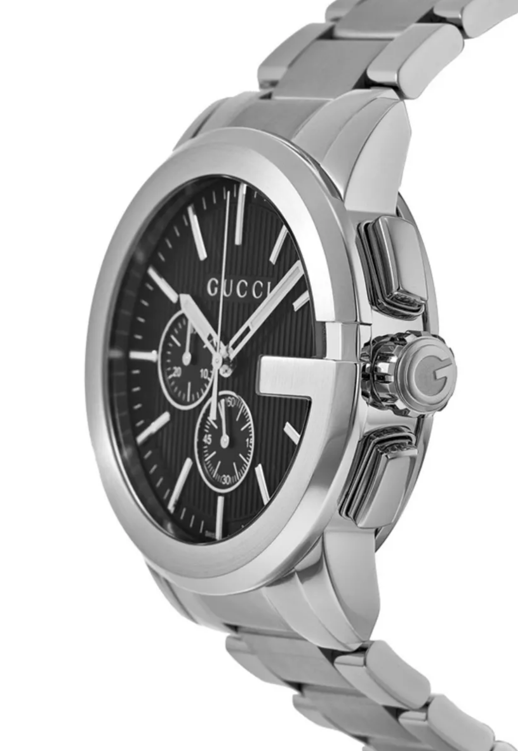 GUCCI G CHRONO BLACK DIAL STAINLESS STEEL WATCH