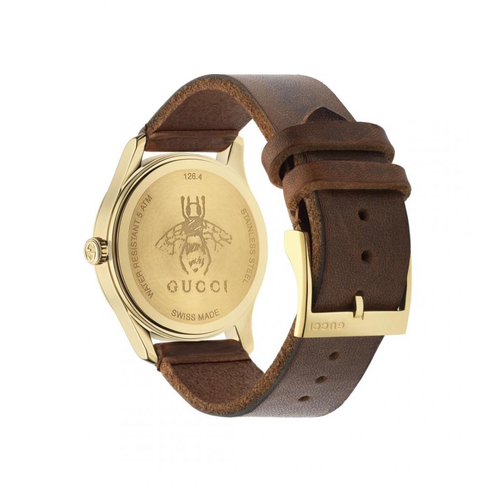 GUCCI G TIMELESS WEB BEE DIAL LEATHER STRAP UNISEX WATCH