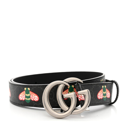 GUCCI GG SUPREME MONOGRAM BEES APPIA CALFSKIN BELT