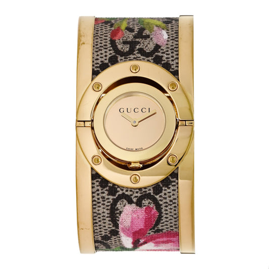 GUCCI TWIRL GG SUPREME BLOOMS STAINLESS STEEL QUARTZ WATCH
