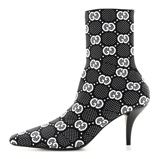 GUCCI TECHNICAL JERSEY KNIT GG MONOGRAM ANKLE BOOTS