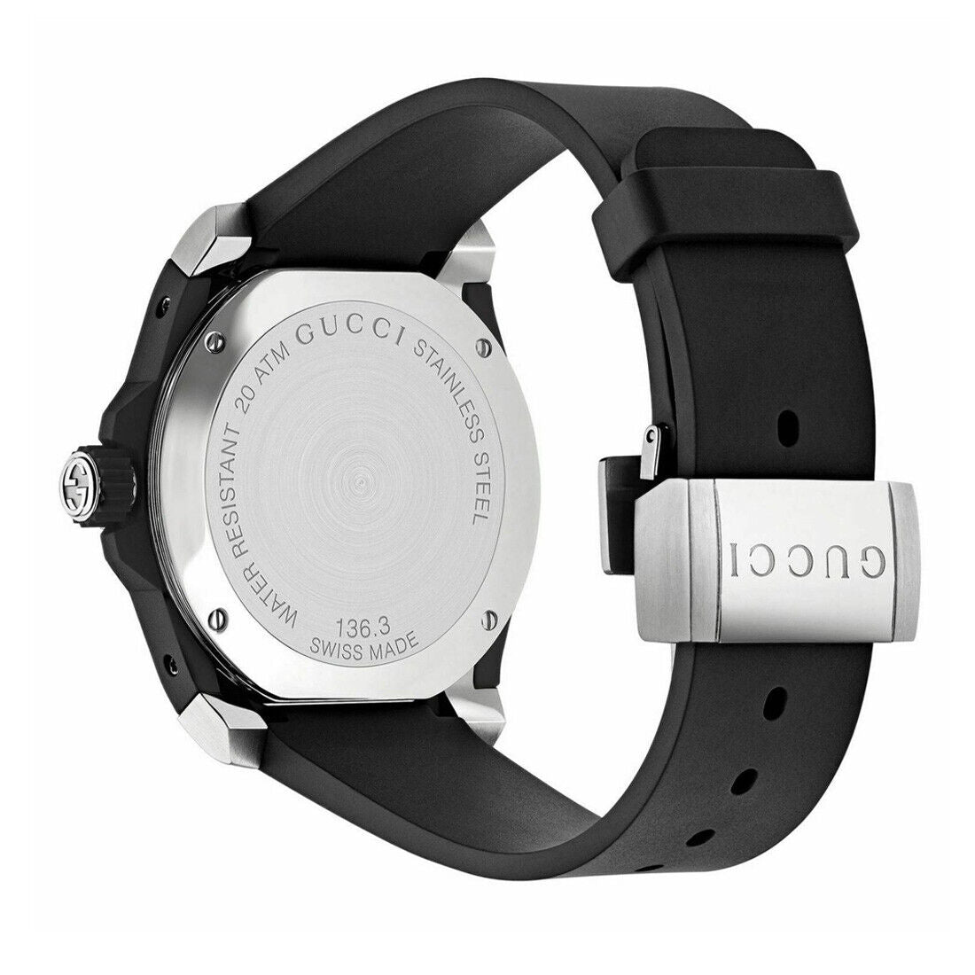 GUCCI DIVE TIGER DIAL BLACK RUBBER STRAP WATCH