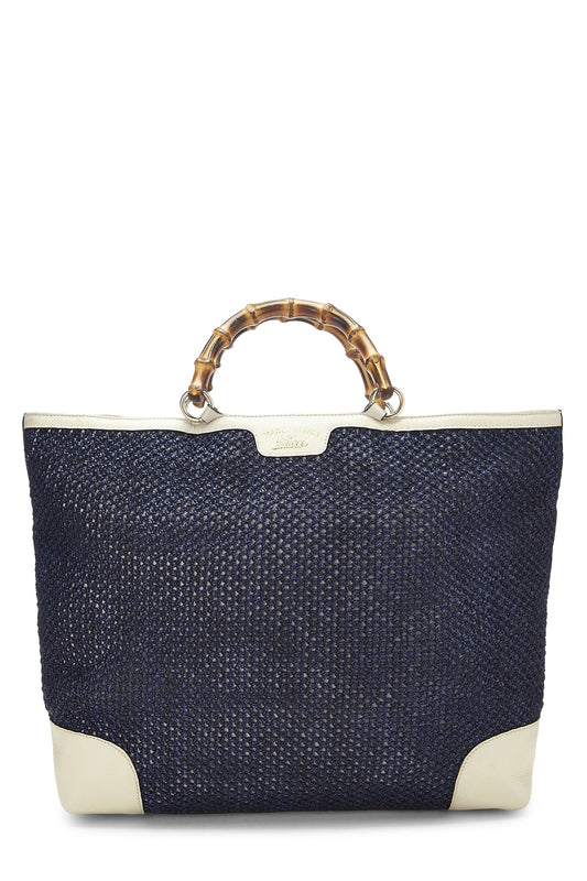 GUCCI VINTAGE WEB STRAP BAMBOO HANDLE TOTE BAG WITH SHOULDER STRAP