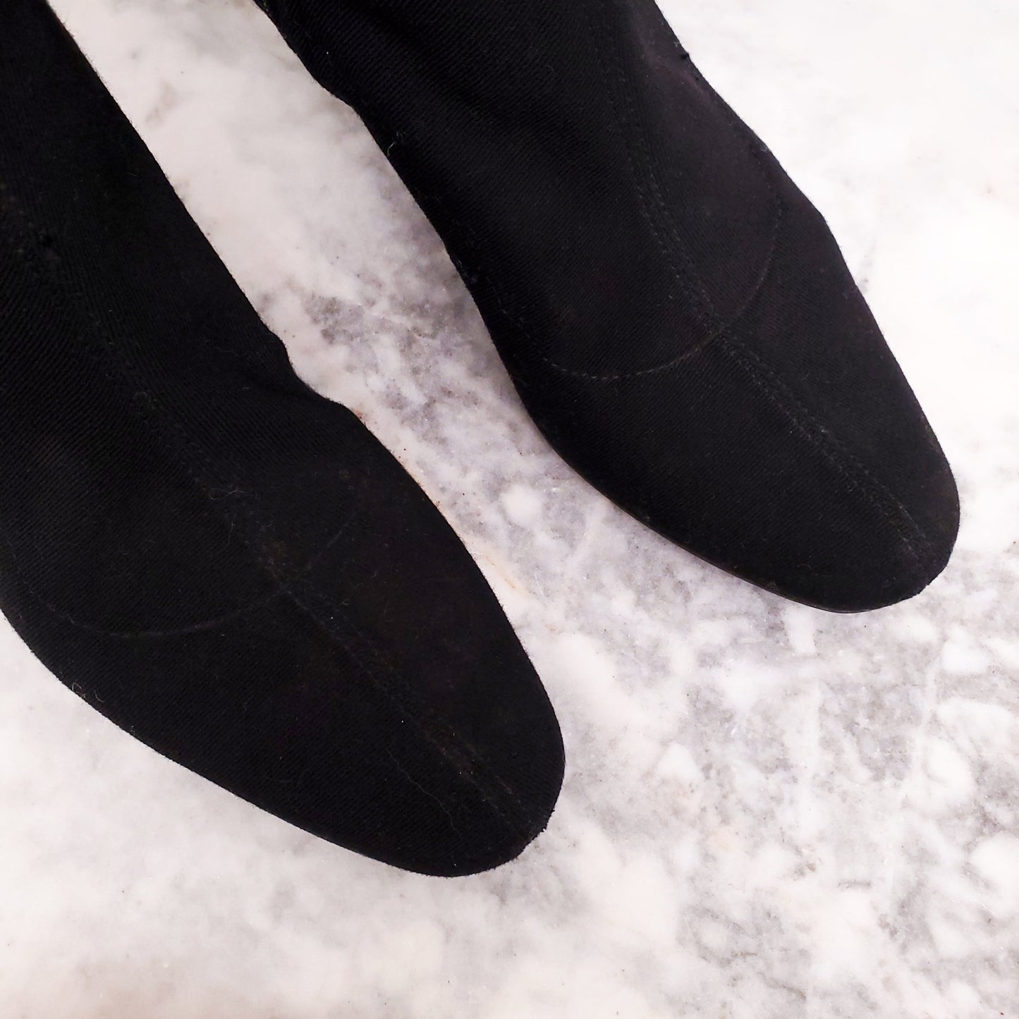 GUCCI VINTAGE BLACK CANVAS BOOTS WITH WEB DETAIL - SIZE 7.5B