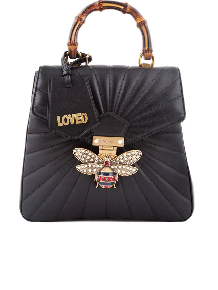 Queen Margaret Black quilted Leather Backpack