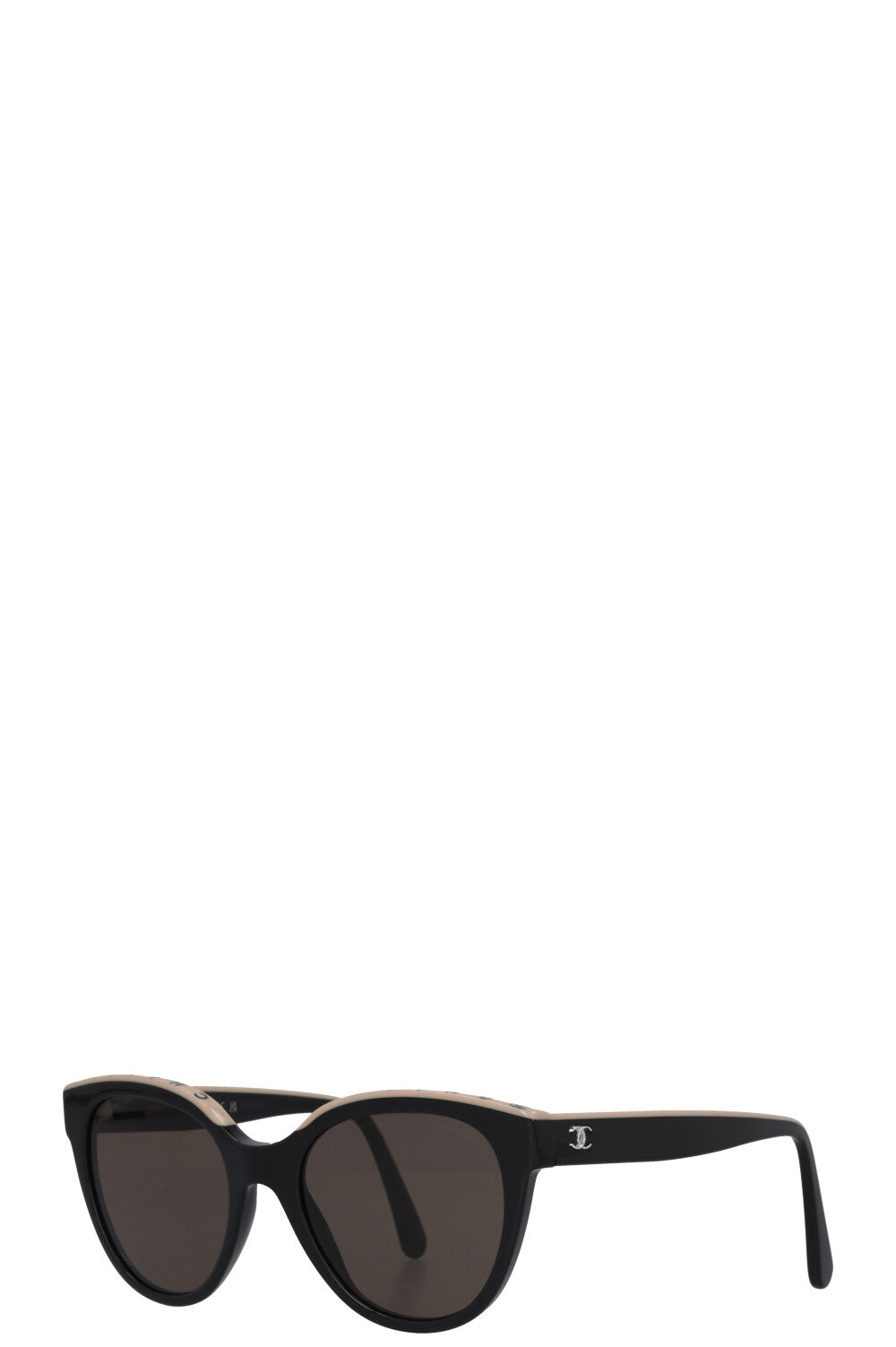 CHANEL Logo 5414 Sunglasses Black Ivory