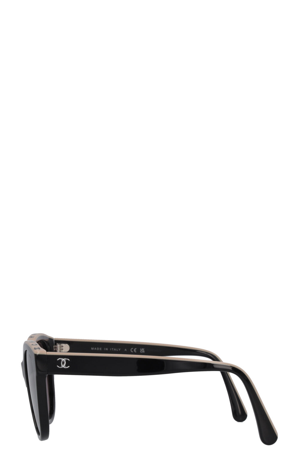 CHANEL Logo 5414 Sunglasses Black Ivory