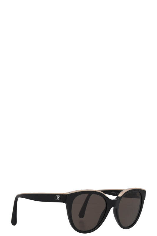 CHANEL Logo 5414 Sunglasses Black Ivory