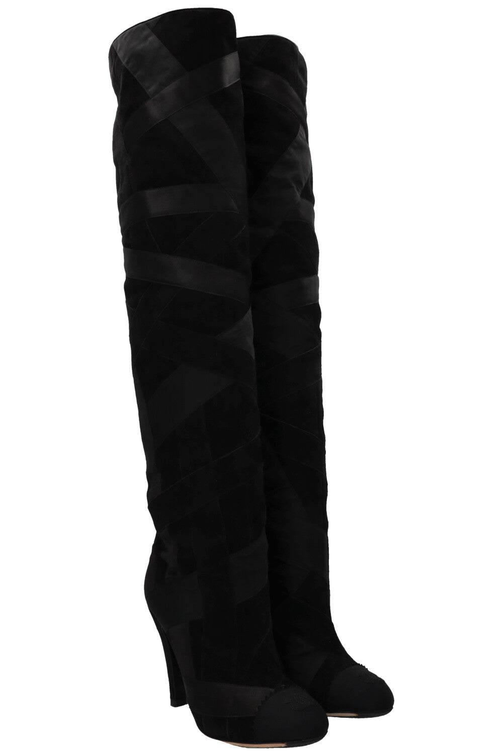 CHANEL 2017 Cosmopolite CC Overknee Boots Black