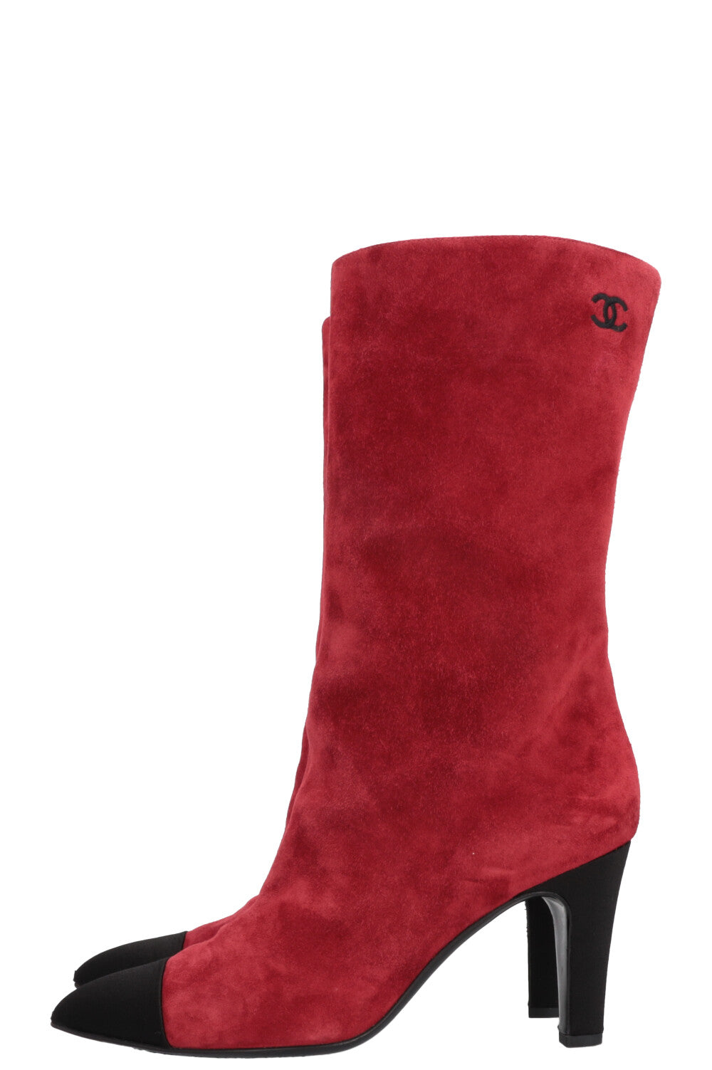 CHANEL Gabrielle High Ankle Boots Suede Red