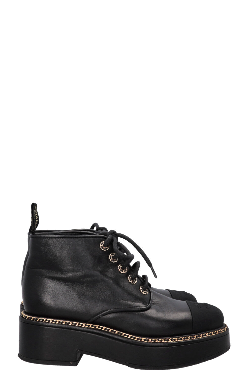 CHANEL Chain Ankle Boots 2020 Leather Black