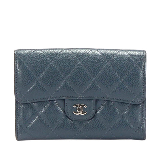 CC Timeless Caviar Leather Small Wallet Blue