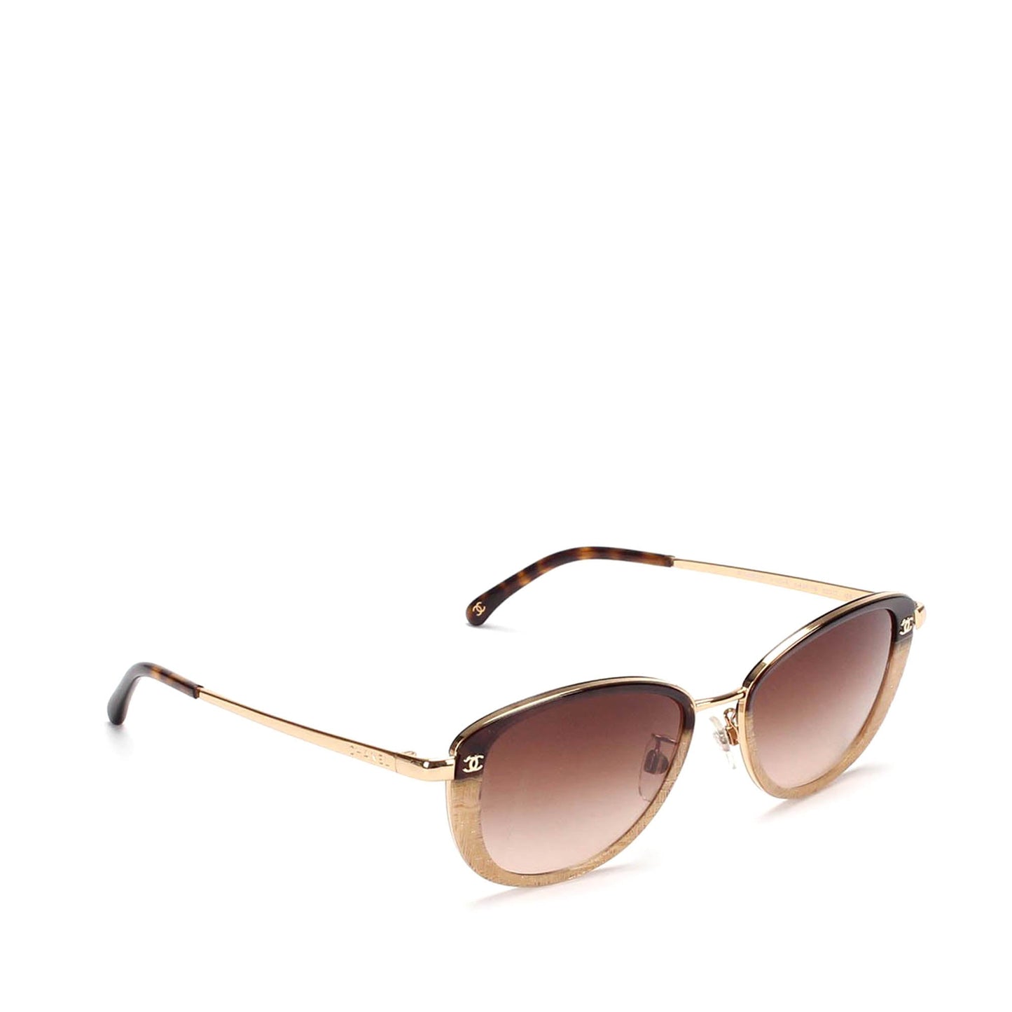 Chanel CC Round Tinted Sunglasses Brown