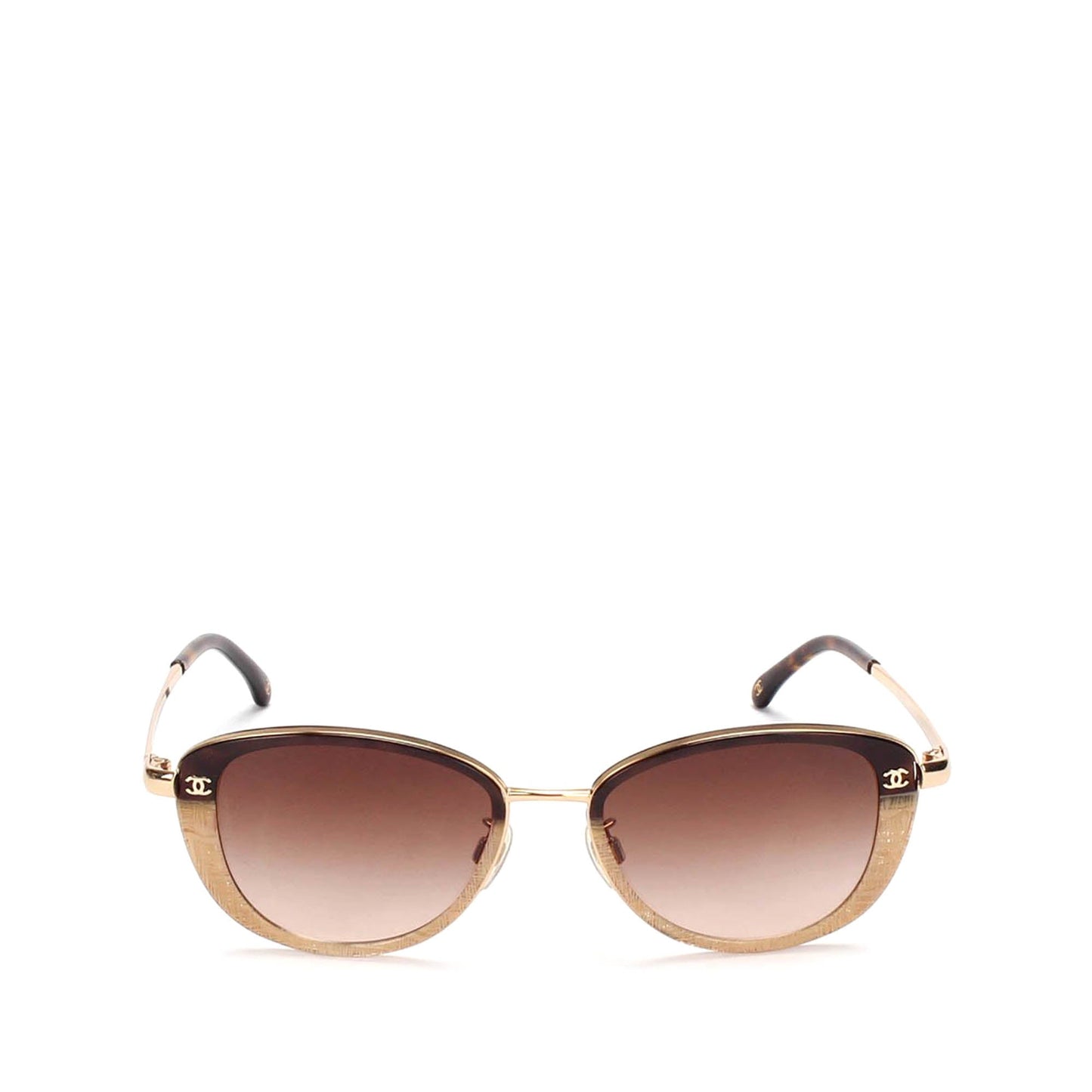 Chanel CC Round Tinted Sunglasses Brown
