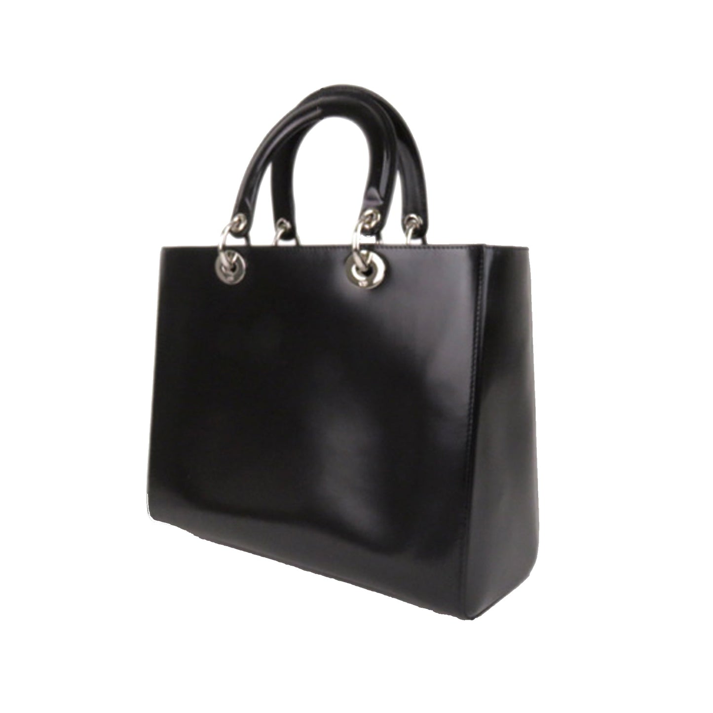 Large Lady Dior Leather Satchel in Black with SHW