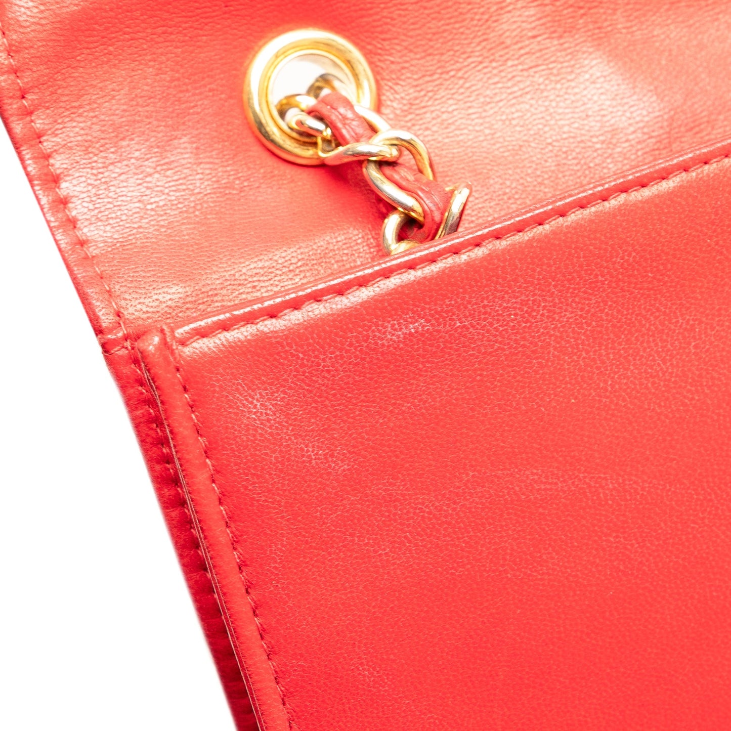 Red Chanel CC Quilted Lambskin Full Flap Crossbody Bag