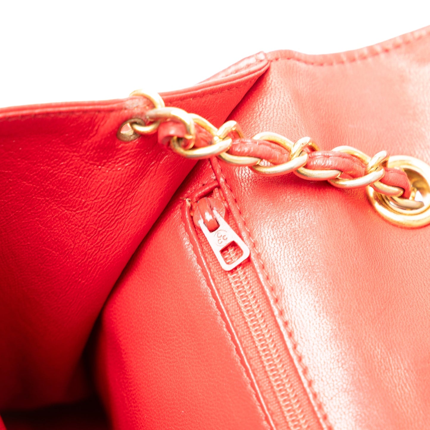 Red Chanel CC Quilted Lambskin Full Flap Crossbody Bag