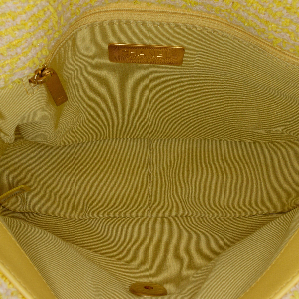 Yellow Chanel Medium Tweed 19 Flap Satchel