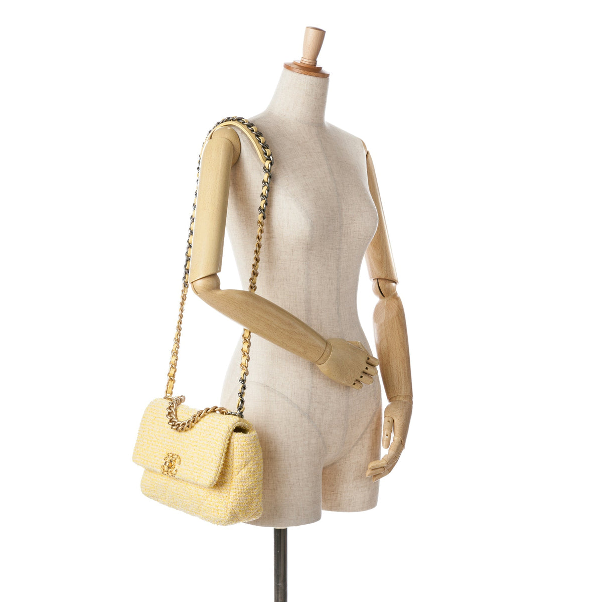 Yellow Chanel Medium Tweed 19 Flap Satchel