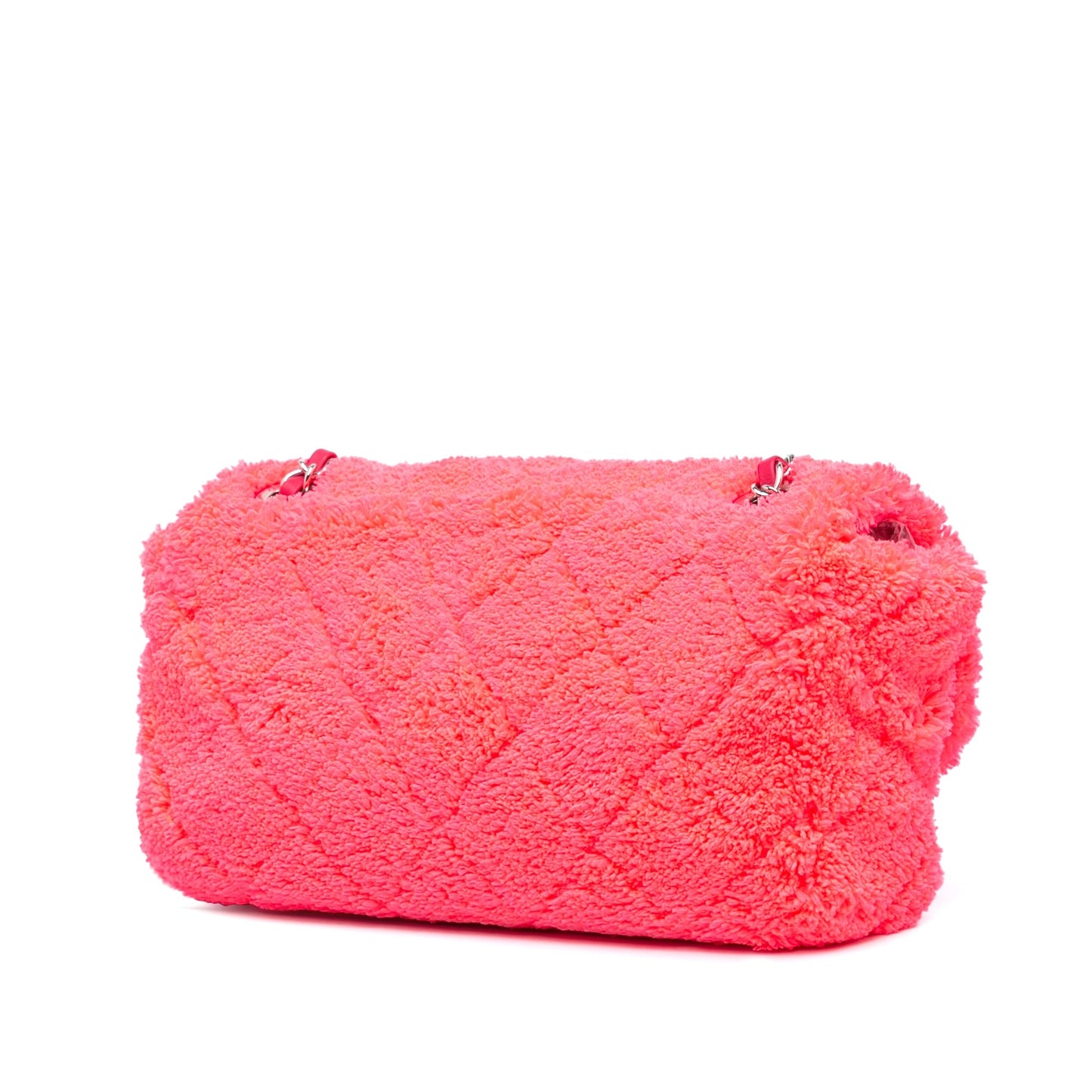 Pink Chanel Medium Quilted Terry Cloth Coco Beach Flap Shoulder Bag