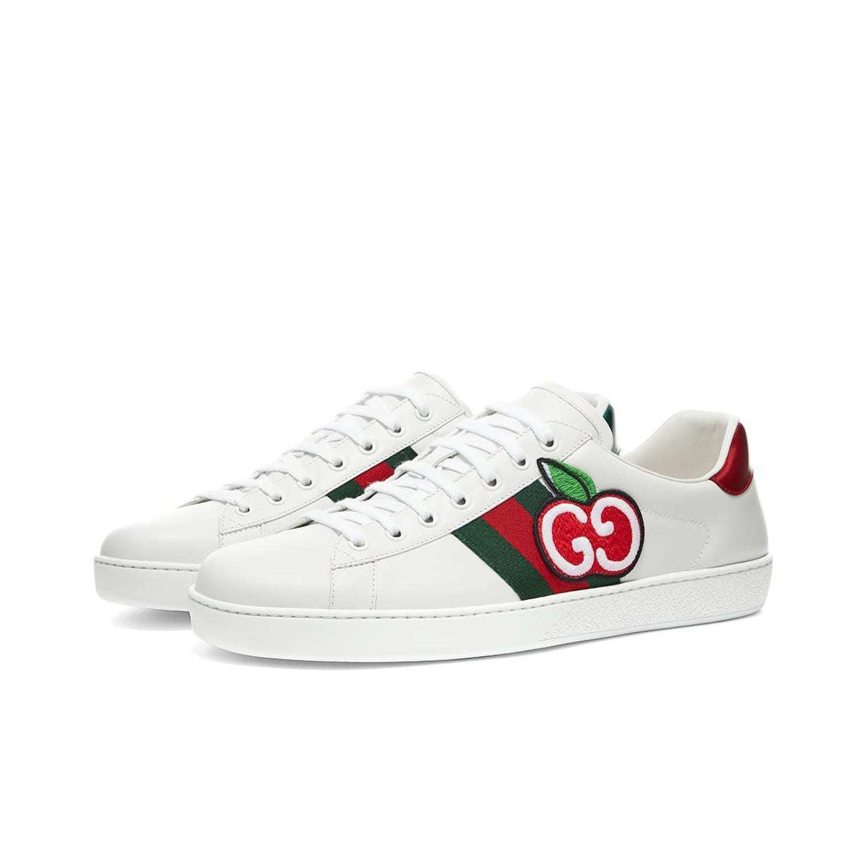 Gucci 611376 Ace Men's Shoes White GG Apple Calf-Skin Leather Sneakers (GGM1717)