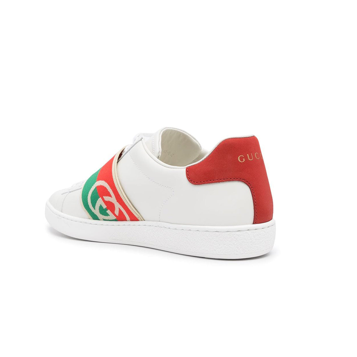 Gucci 643488 Ace Men's Shoes White, Red & Green Calf-Skin Leather Web Casual Sneakers (GGM1725)