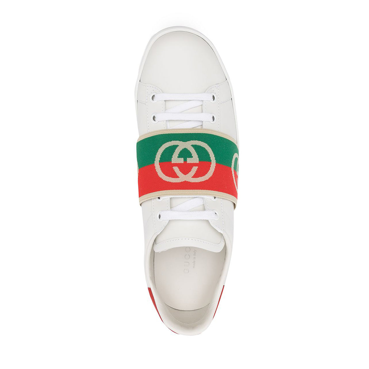 Gucci 643488 Ace Men's Shoes White, Red & Green Calf-Skin Leather Web Casual Sneakers (GGM1725)