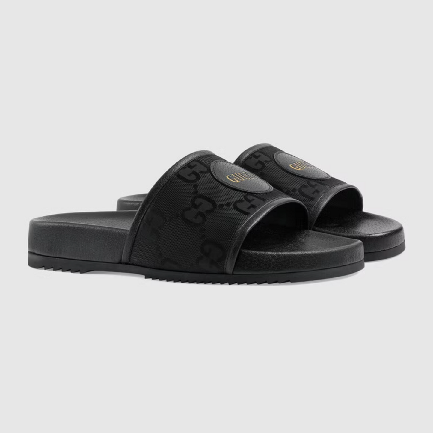 Gucci 644754 H9H90 1000 Men's Shoes Black GG Econyl Fabric "Off The Grid " Slide Sandals  (GGM1740)