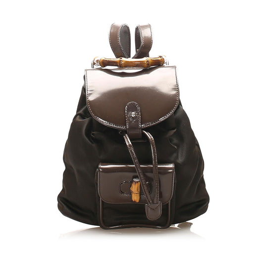 G*G Bamboo Drawstring Leather Backpack (SHG-20848)