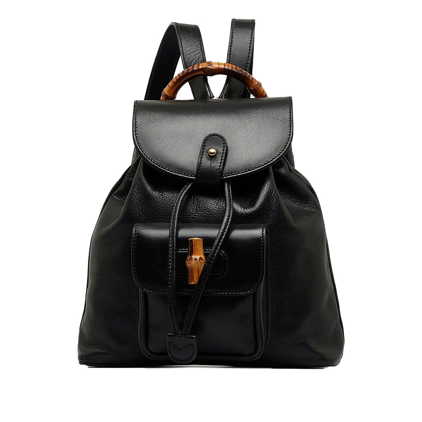 Gucci Bamboo Drawstring Leather Backpack (SHG-quqvrC)