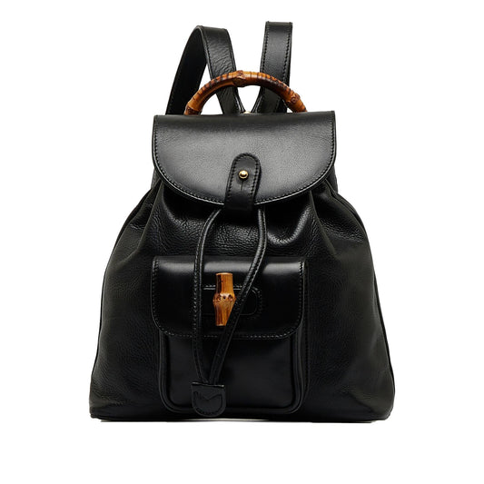 Gucci Bamboo Drawstring Leather Backpack (SHG-quqvrC)