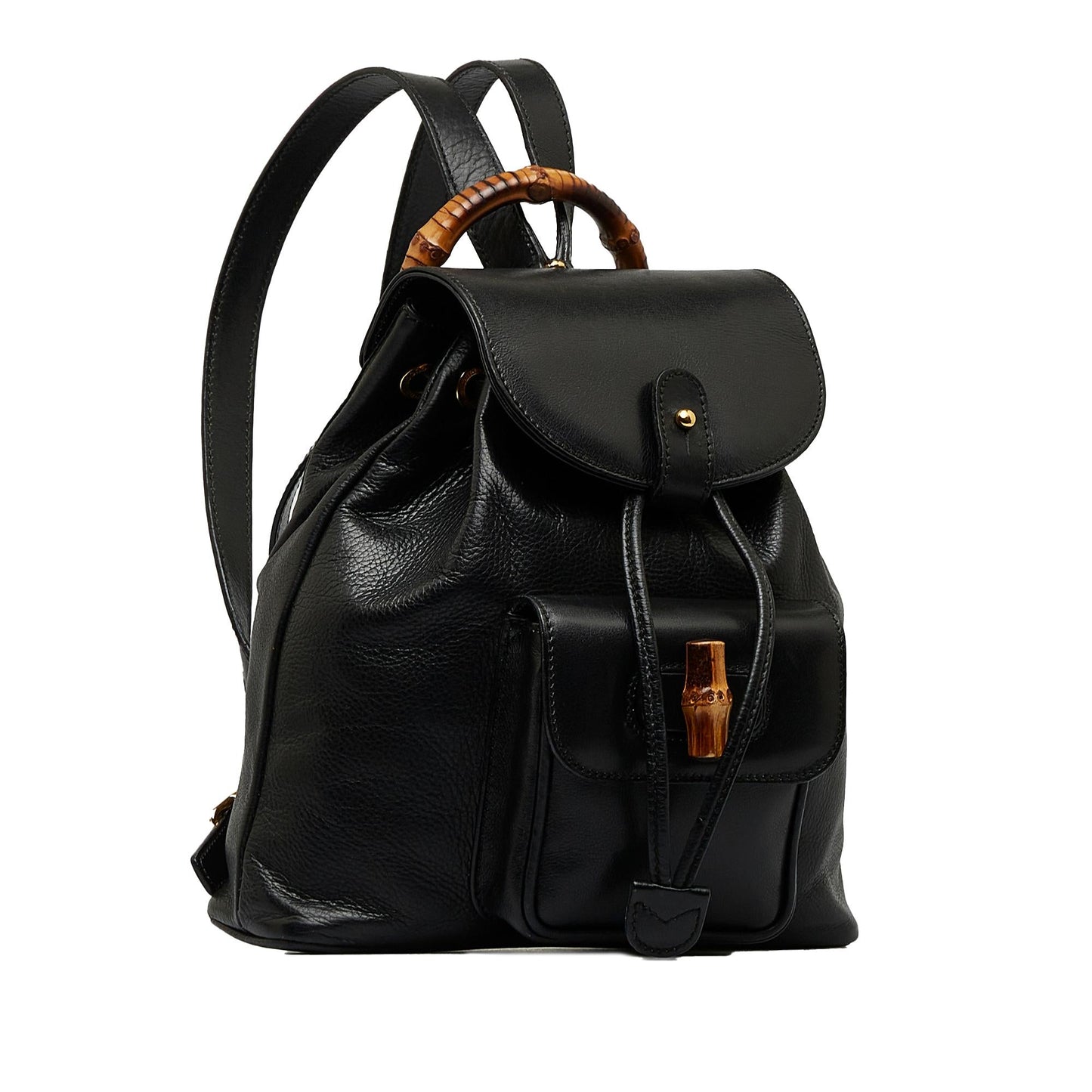 Gucci Bamboo Drawstring Leather Backpack (SHG-quqvrC)