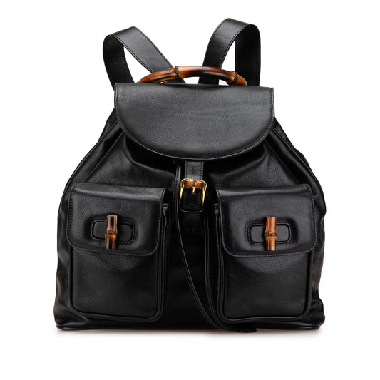 Gucci Calfskin Bamboo Drawstring Backpack