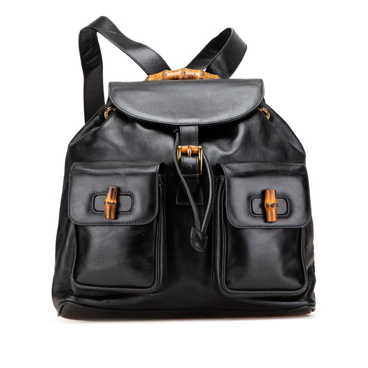 Gucci Calfskin Bamboo Drawstring Backpack