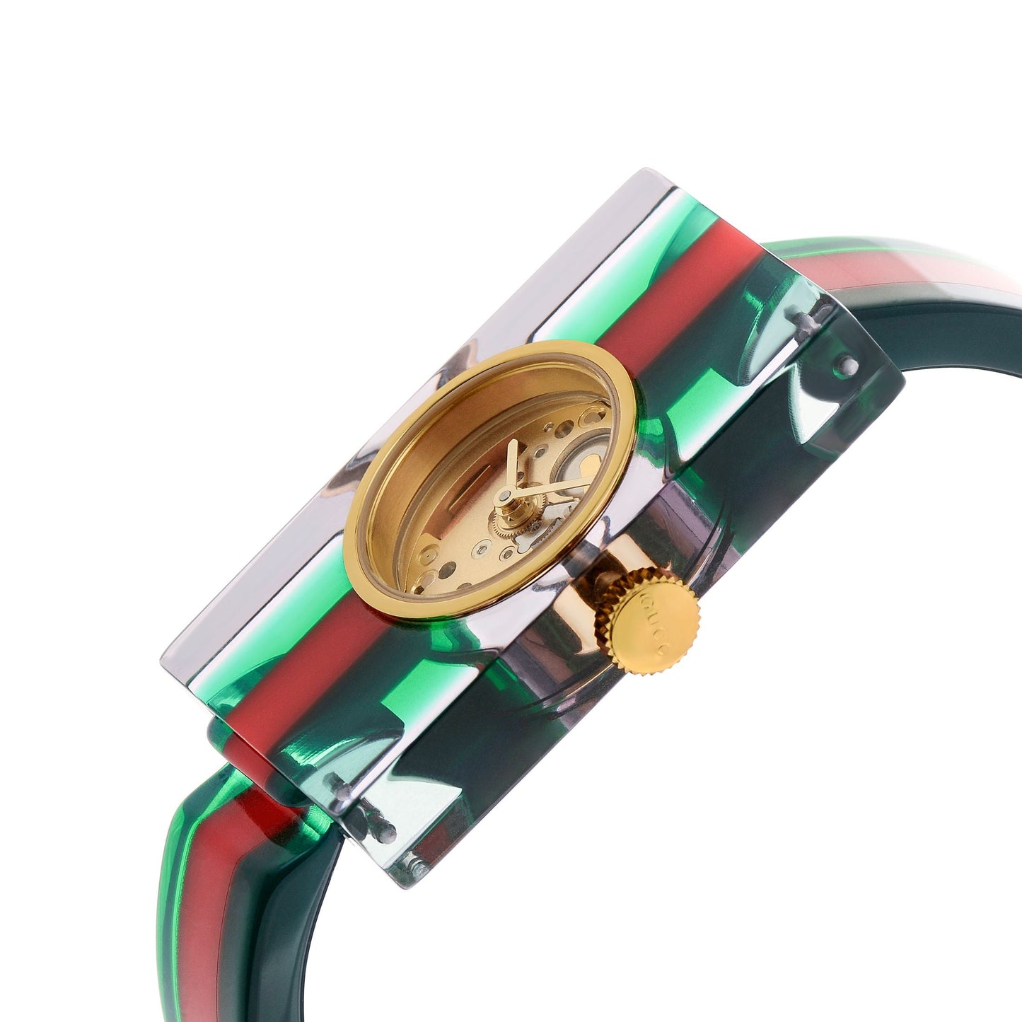 GUCCI FASHION SHOW PLEXIGLASS QUARTZ WATCH