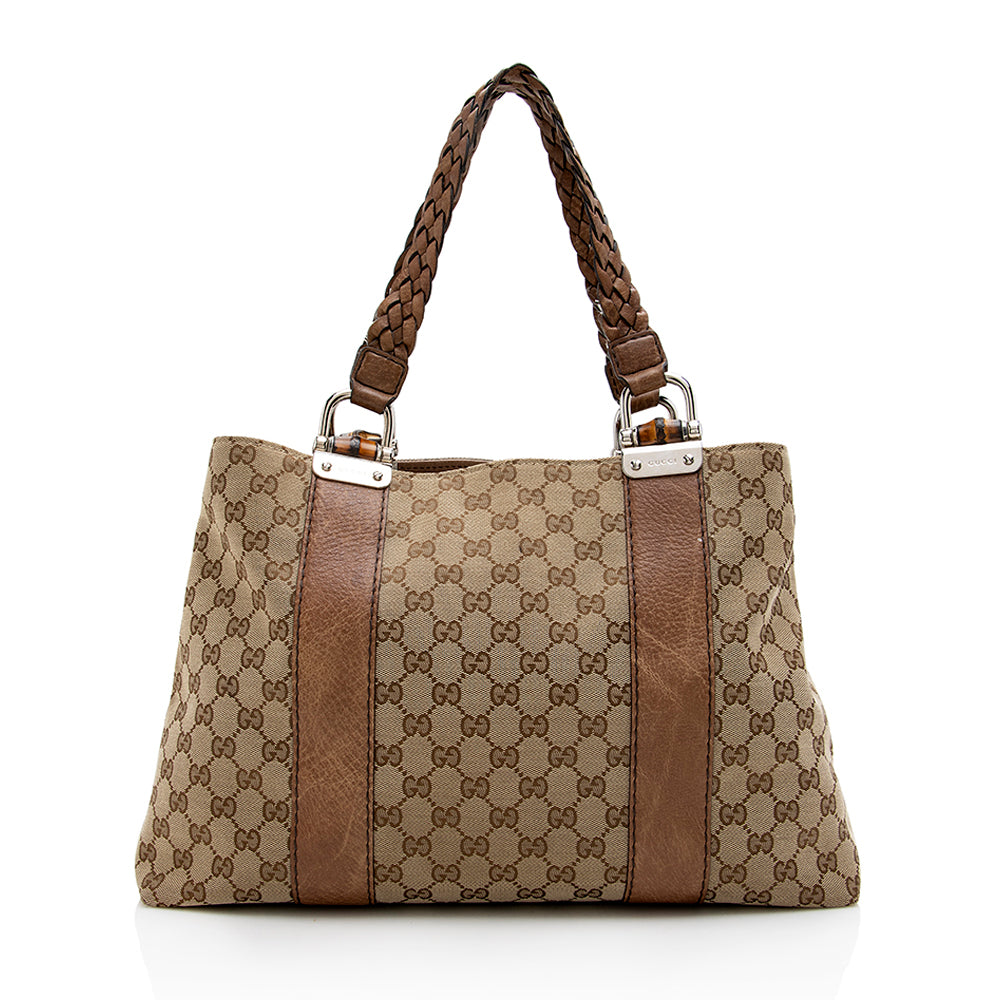 Gucci GG Canvas Bamboo Bar Medium Tote - FINAL SALE