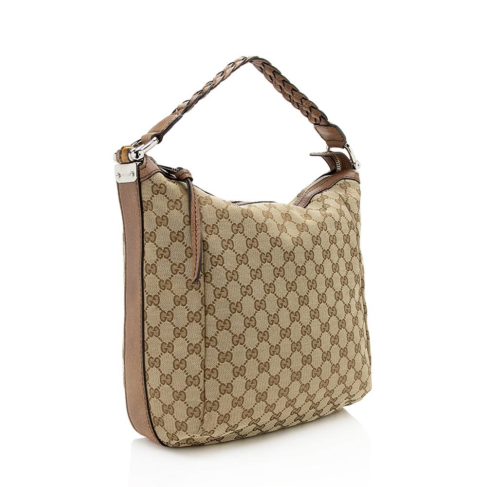 Gucci GG Canvas Bamboo Bar Medium Tote (SHF-12711)