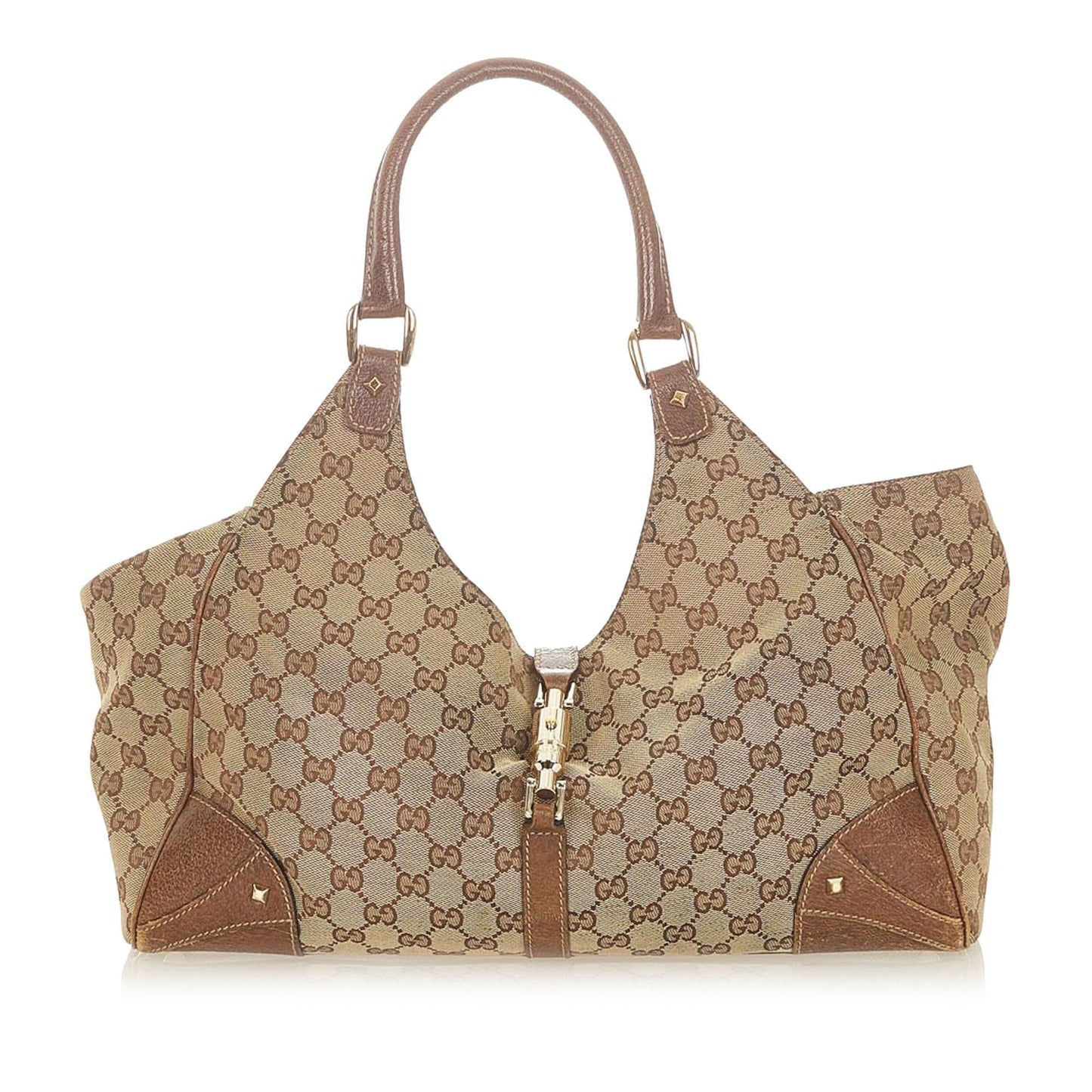 G*G GG Canvas Nailhead Jackie Shoulder Bag (SHG-19560)