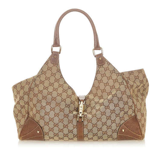 G*G GG Canvas Nailhead Jackie Shoulder Bag (SHG-19560)