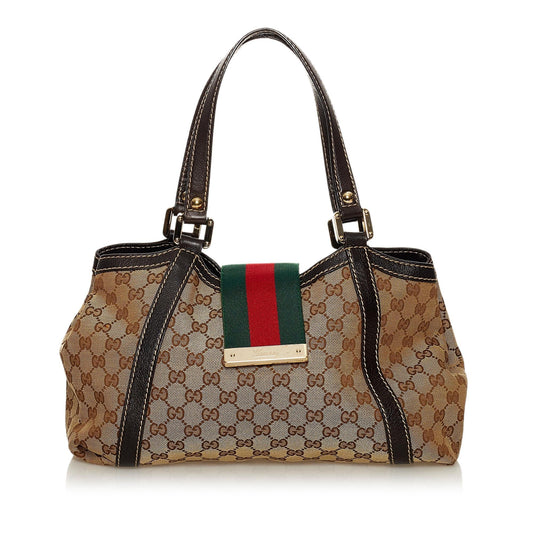 Gucci GG Canvas New Ladies Web Tote Bag