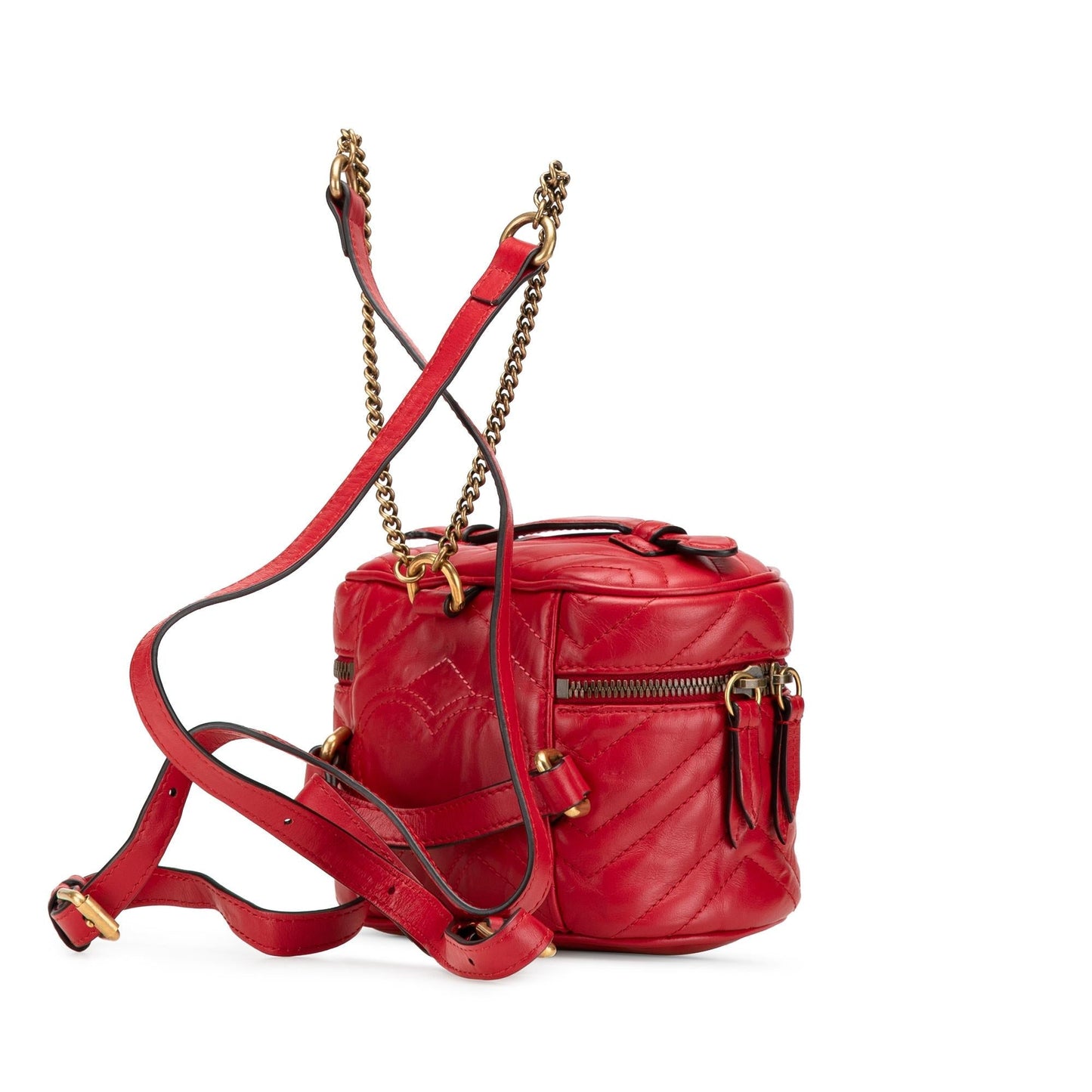 Gucci GG Marmont Round Matelasse Leather Backpack