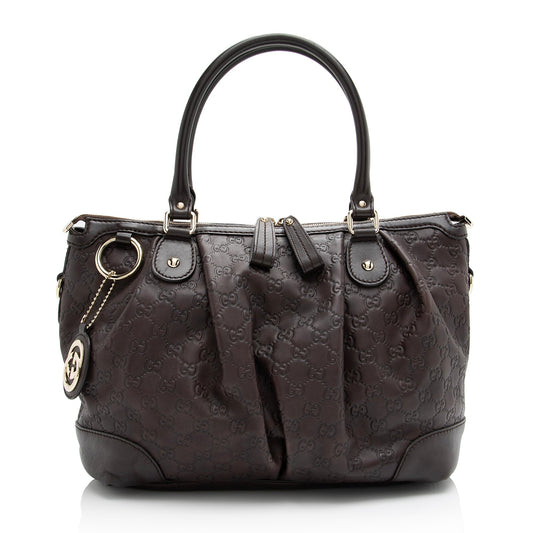 Gucci Guccissima Leather Sukey Top Handle Large Satchel (SHF-23263)