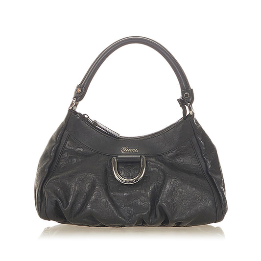 G*G Horsebit Abbey D-Ring Leather Shoulder Bag (SHG-20421)