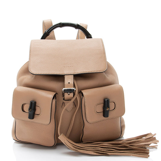 Gucci Leather Bamboo Medium Backpack