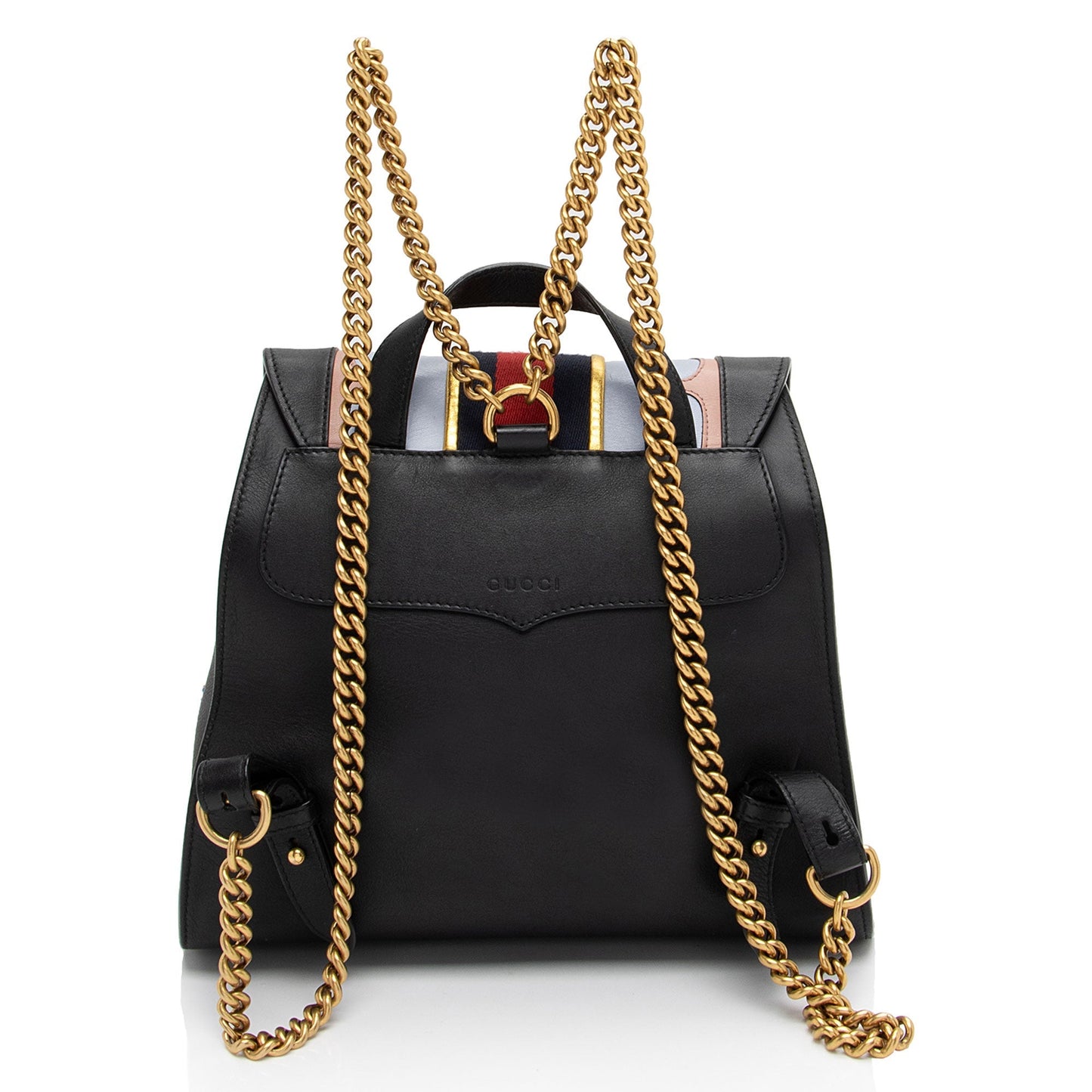 Gucci Leather GG Marmont Web Flap Chain Backpack (SHF-PyHHER)