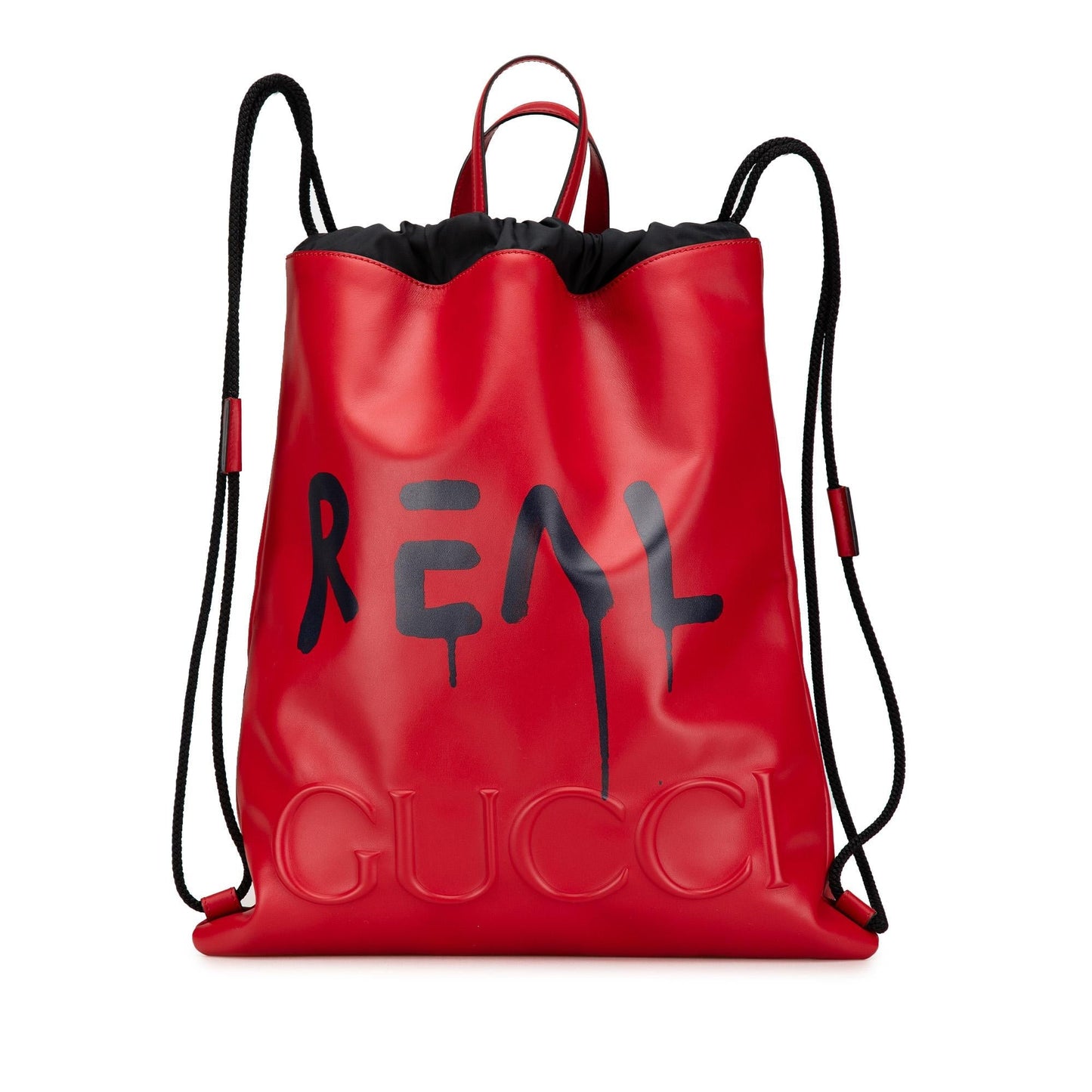 Gucci Leather Gucci Ghost Drawstring Backpack