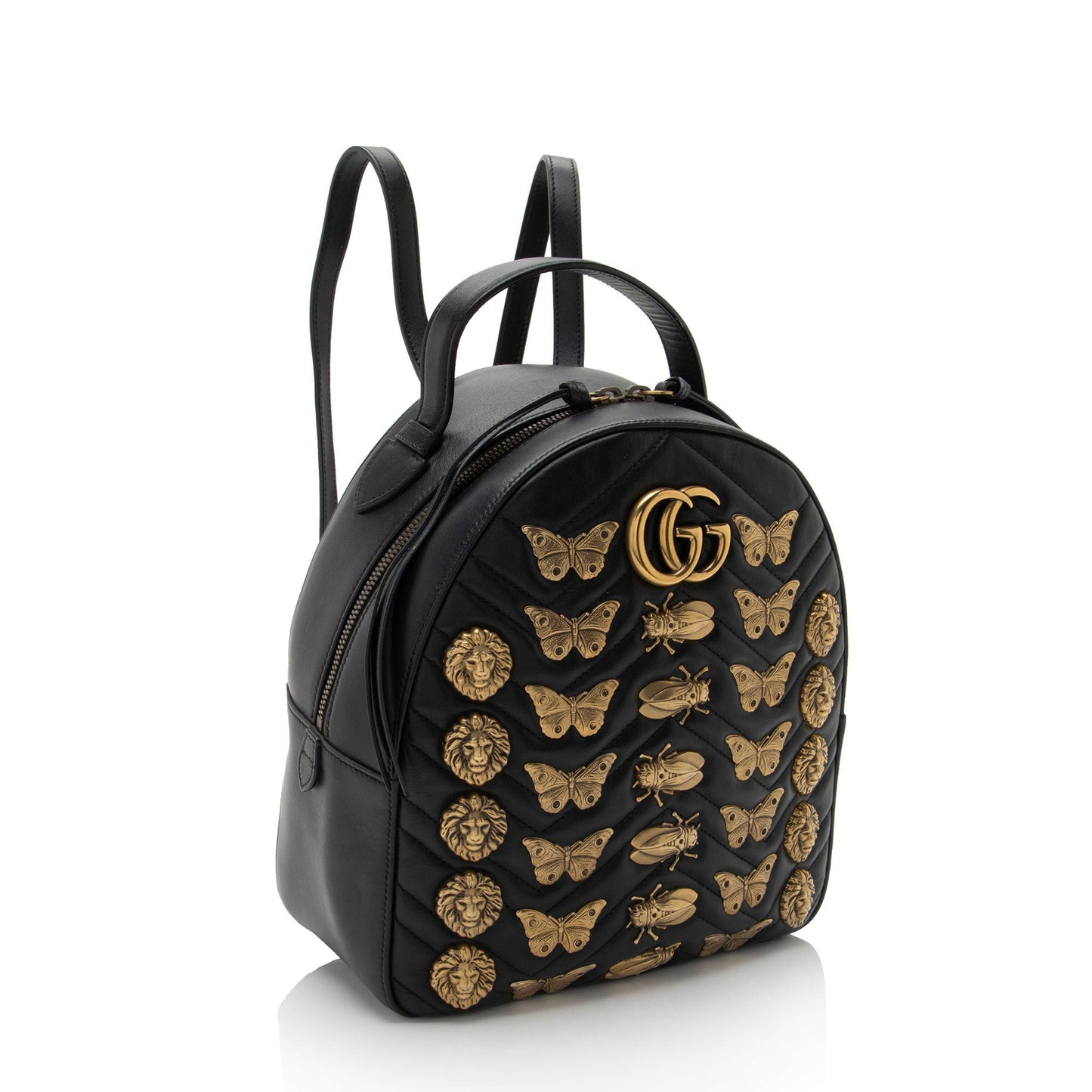 Gucci Matelasse Leather GG Marmont Animal Studs Backpack (SHF-1Xptvj)