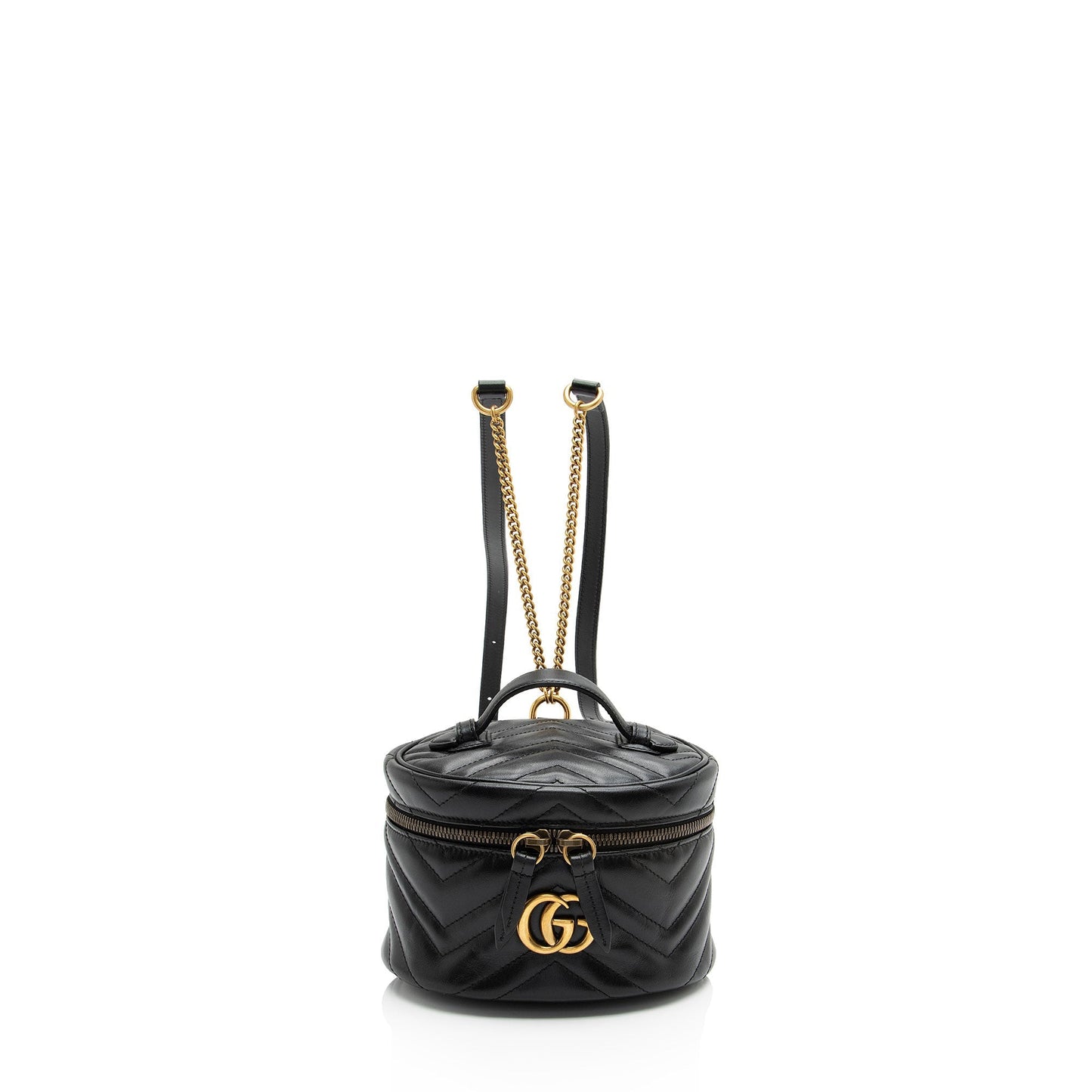 Gucci Matelasse Leather GG Marmont Round Mini Backpack (SHF-tbmiZF)