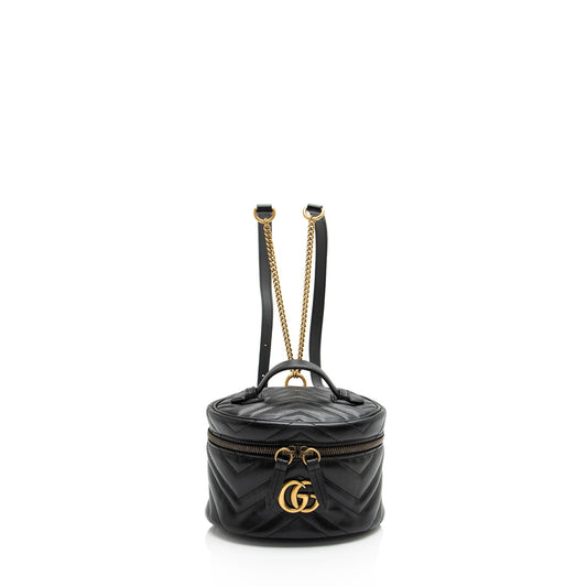 Gucci Matelasse Leather GG Marmont Round Mini Backpack (SHF-tbmiZF)